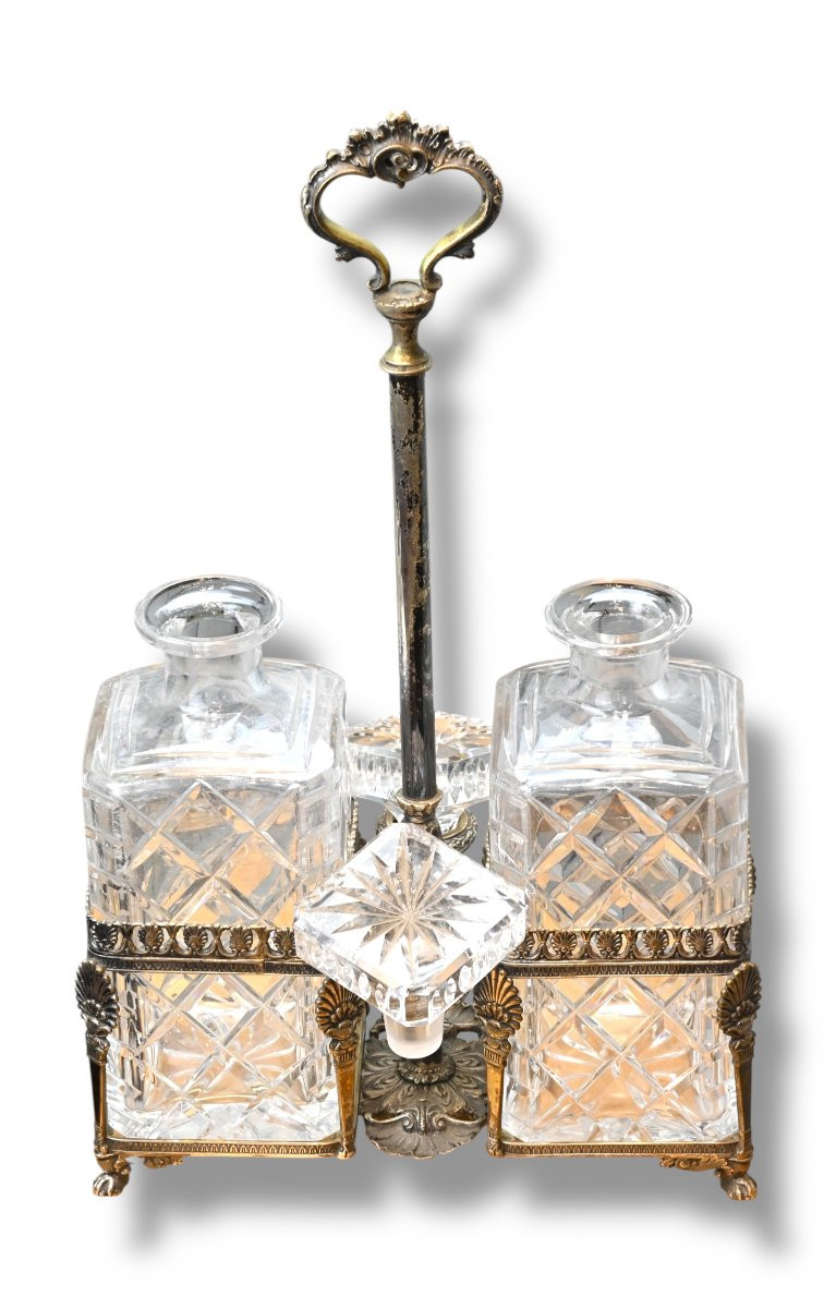 Set Per Liquori in Cristallo con Base in Argento - Italia XX Secolo-photo-1